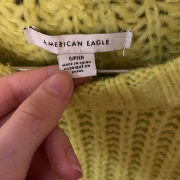 Juniors American Eagle Chunky Knit Ribbed Neon Green Crewneck Acrylic Sweater S - Picture 4 of 6